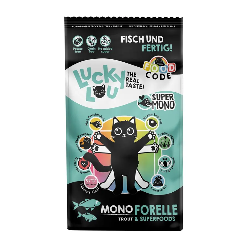Schnäppchen Lucky Lou Food Code Mono Forelle 340 g